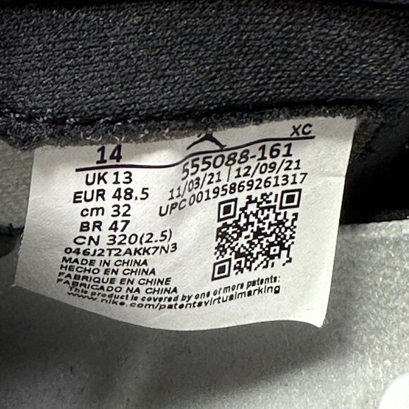 Mens Size 14 Nike Air Jordan 1 Retro High OG Heritage Shoes White Red Sneakers - Picture 8 of 8